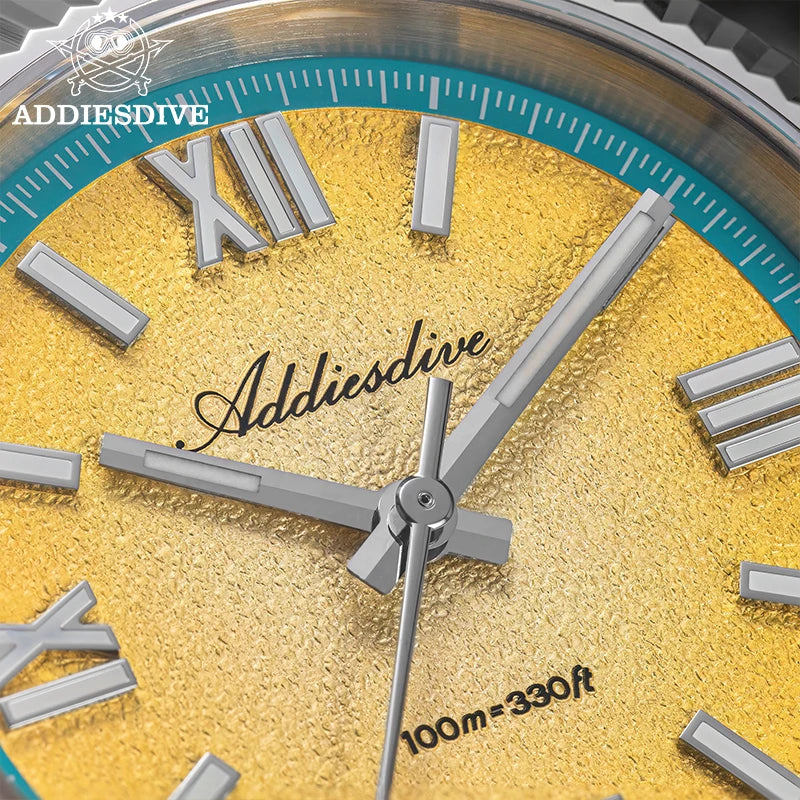 ADDIESDIVE 2025 NEW Colorful Dial Quartz Watch For Men VH31 Movement Stainless Steel Sapphire Glass 100M Waterproof Dive Watches