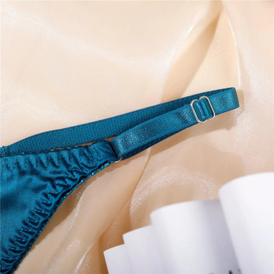 Patchwork Bra Brief Sets Navy Blue Lace Sexy Lingerie Fashion Thin Underwear Comfortable Panties New Arrivals Exotic Sets