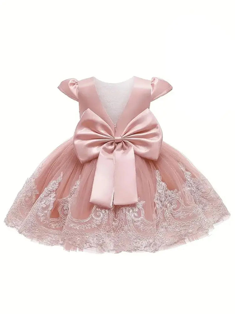 Baby Embroidery Elegant Princess Dress for Girls Luxury Lace Vintage Children Festival Party Gown 0-2Y Formal Weddings Dresses