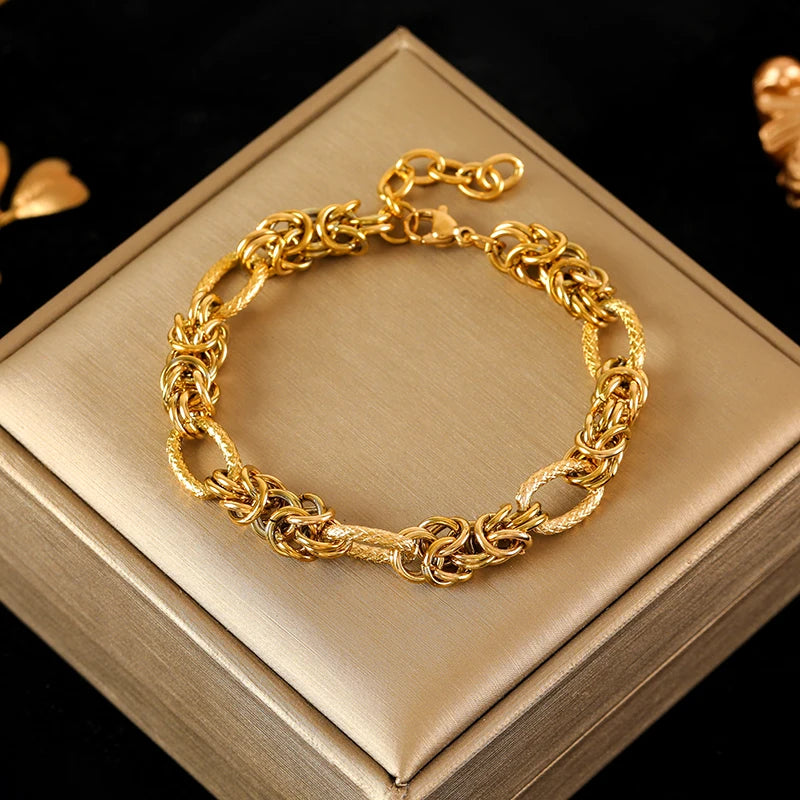 EILIECK 316L Stainless Steel Gold Color Bangles Bracelet For Women New Trendy Wrist Chain Waterproof Jewelry Gift Party Bijoux