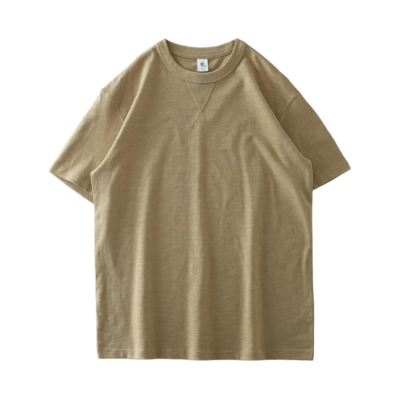 DUKEEN 11.02Oz Heavyweight T-Shirts for Men Summer Pure Cotton Vintage Style Short Sleeve Tops O-Neck Solid color Men's Tee 320G