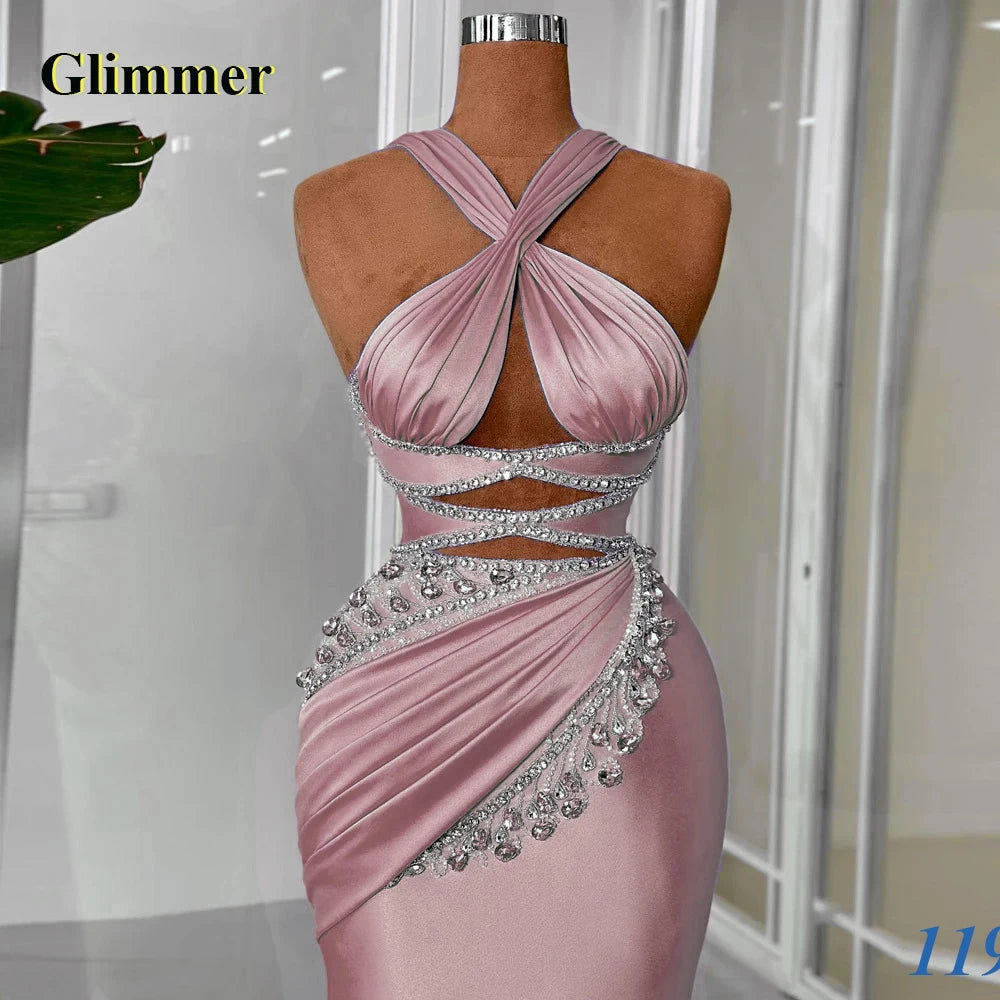 Glimmer Luxury Graduation Dresses for Girls with School Criss Cross Rhinestones Evening Party Gown Robes De Soiree Customized