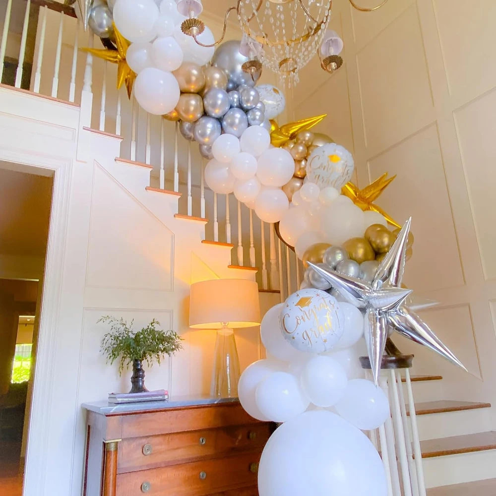 95Pcs White Balloon Wreath Arch Kit for Weddings Birthdays Graduation Bridal Baby Showers - Decorative Balloon Set