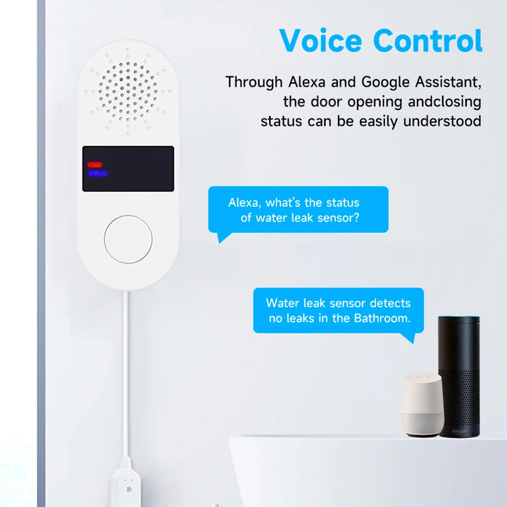 Tuya Wifi Water Leak Detector with Sound and Light Alarm 130dB Tuya Water Leak ZigBee Smart Home Water Alarm Sensor App Control