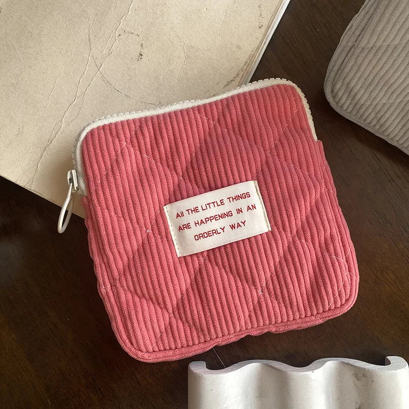 Women Small Cosmetic Bag Zipper Girls Mini Sanitary Napkins Makeup Lipstick Bags Travel Earphone Coin Organizer Pouch Bags