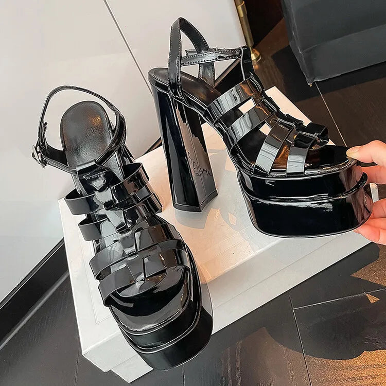 2024 Ladies High Heels Double Waterproof Platform Sandals for Women Luxury Brand Designer Summer Party Chunky Pumps and Shoes