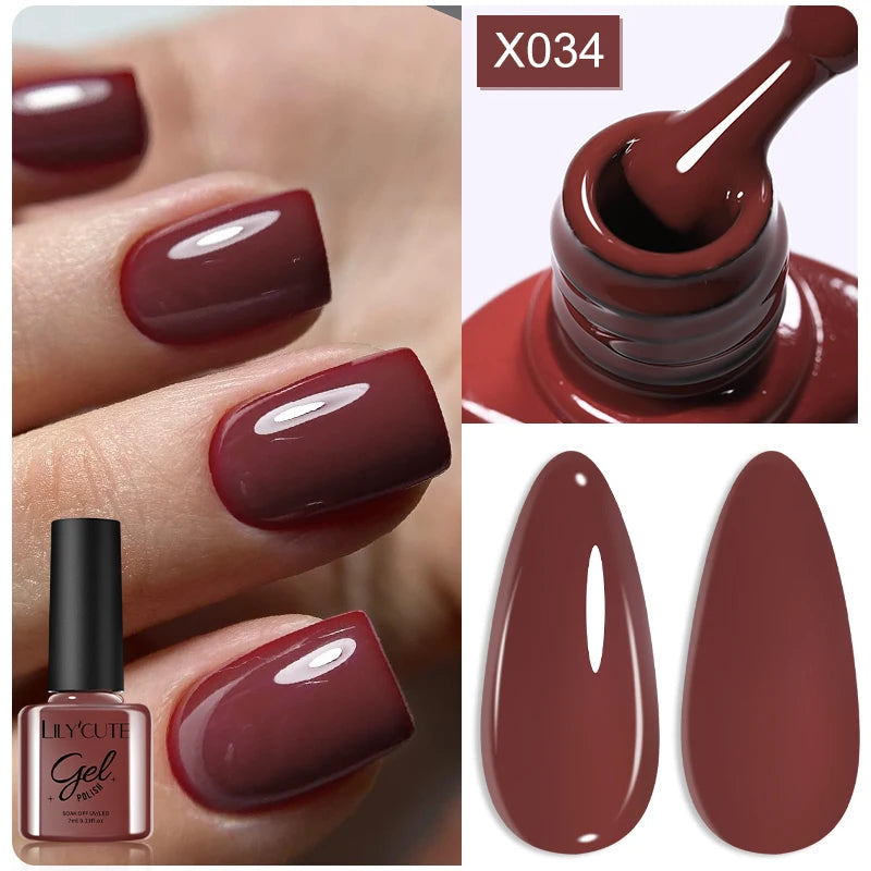 LILYCUTE 7ML Black White Color Gel Nail Polish Summer Colorful Gel Nail Art Semi Permanent UV Gel Soak Off UV LED Gel Varnishes