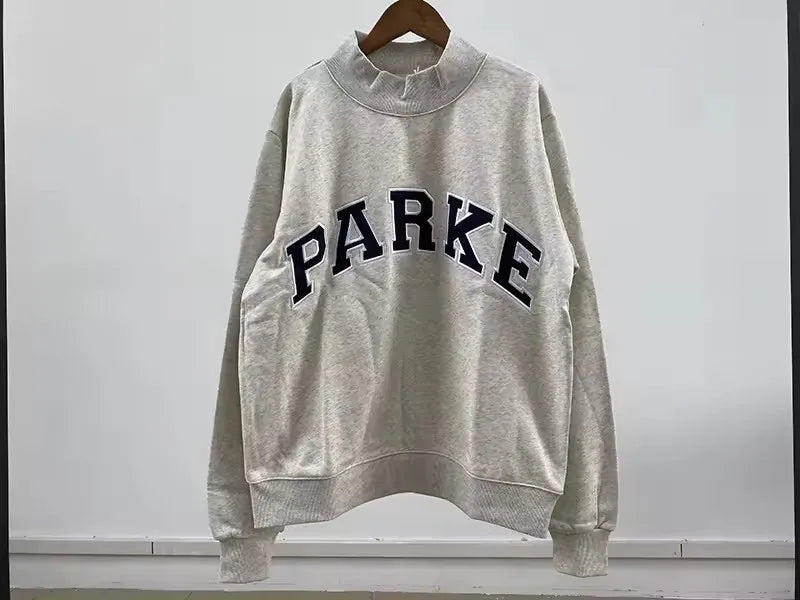 autumn winter Women's Pullover Hooded Sweatshirt with Letter Print and Zipper Closure