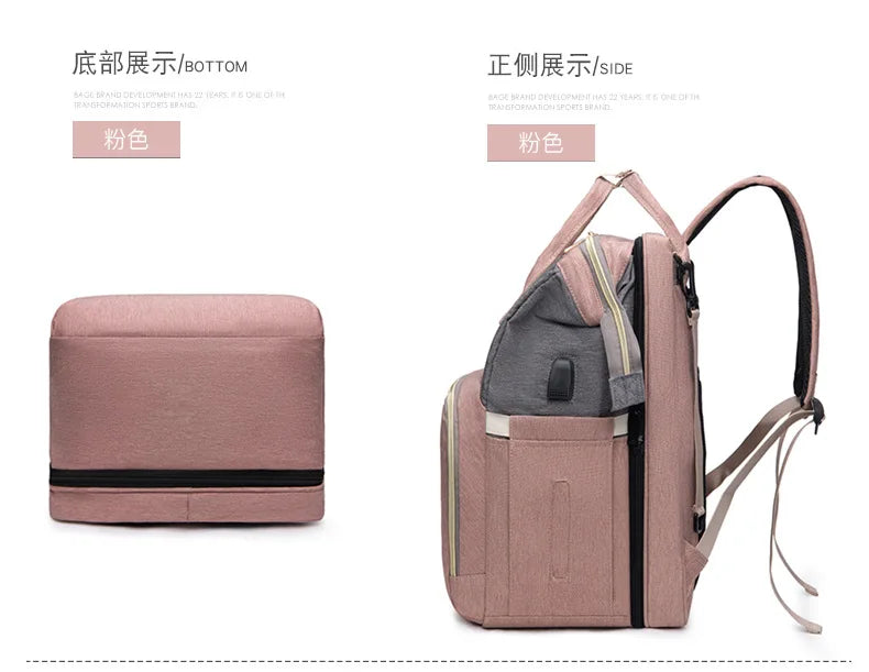 Folding Mommy Bag Portable Folding Crib Bed Large-capacity Baby Backpack Female Mommy Outting Bag Activity Diaper Bag Nappy Bags