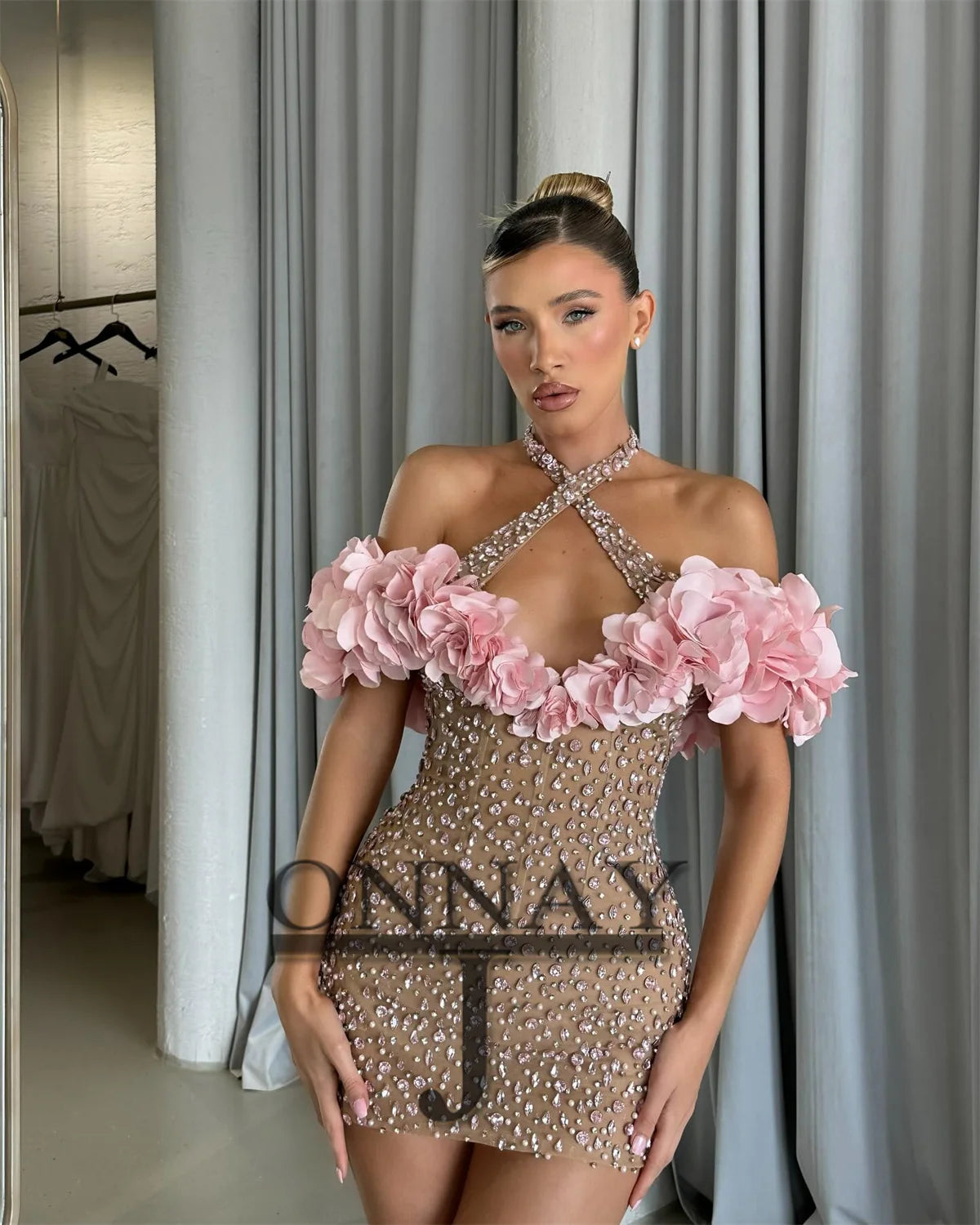 Customized Pastrol Mini Sparkly Homecoming Dresses for Women Pageant Saudi Arabric Mini Evening Gown Drop Shipping 241214