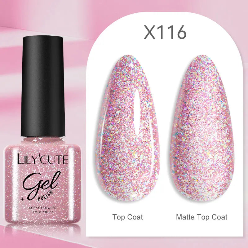 LILYCUTE 7ML Black White Color Gel Nail Polish Summer Colorful Gel Nail Art Semi Permanent UV Gel Soak Off UV LED Gel Varnishes