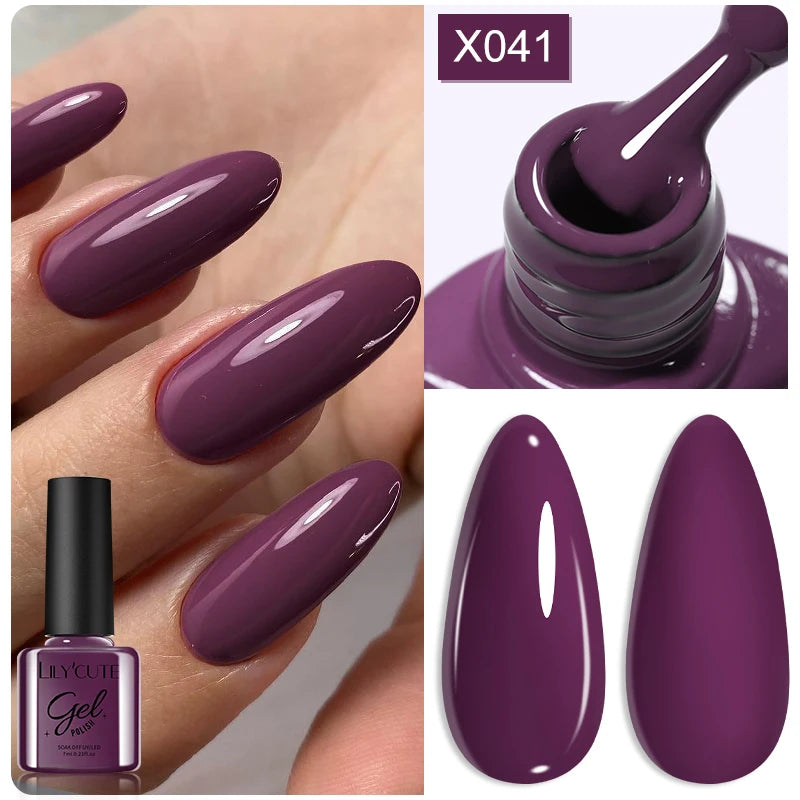 LILYCUTE 7ML Black White Color Gel Nail Polish Summer Colorful Gel Nail Art Semi Permanent UV Gel Soak Off UV LED Gel Varnishes