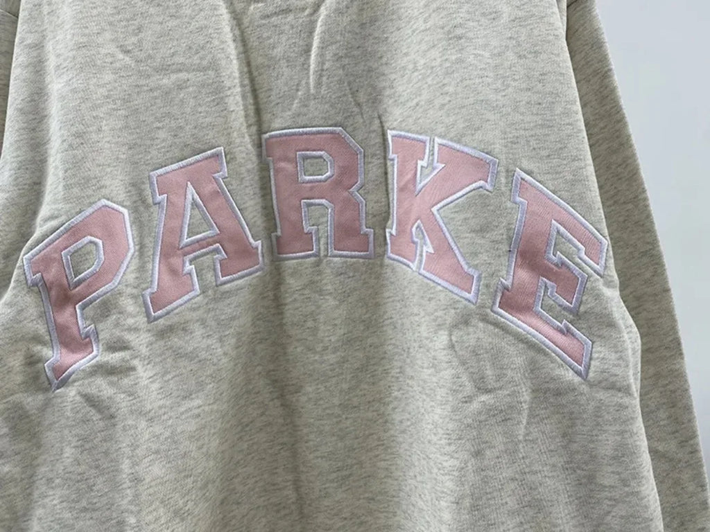 autumn winter Women's Pullover Hooded Sweatshirt with Letter Print and Zipper Closure