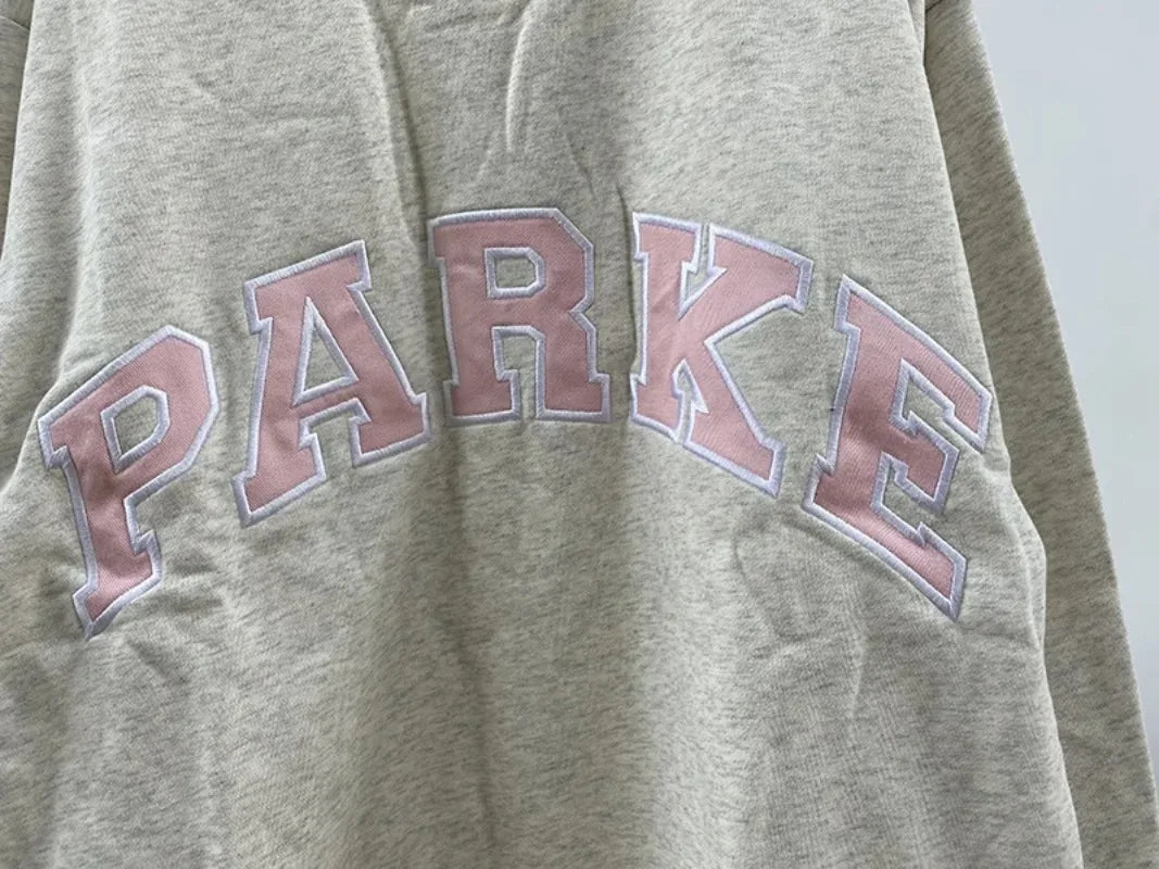 autumn winter Women's Pullover Hooded Sweatshirt with Letter Print and Zipper Closure