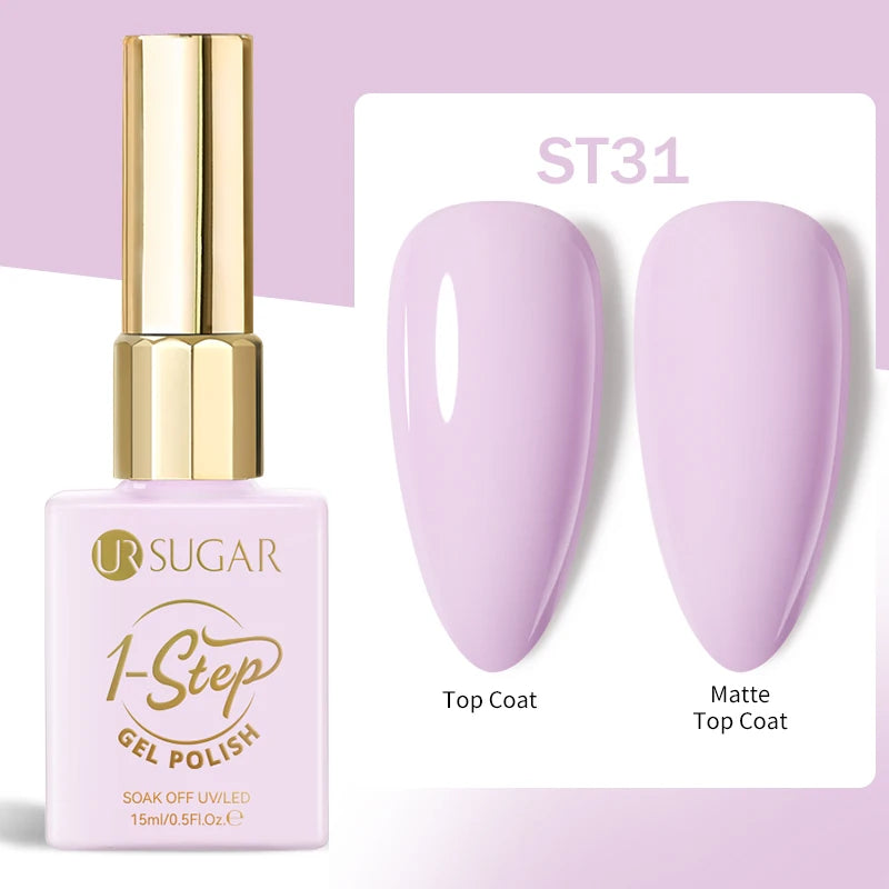 UR SUGAR 1-step Gel Polish 12ML Glitter Nail Spring Summer White Nude Pink Gel Nail Polish 3 IN 1 No Need Base Gel and Top Coat