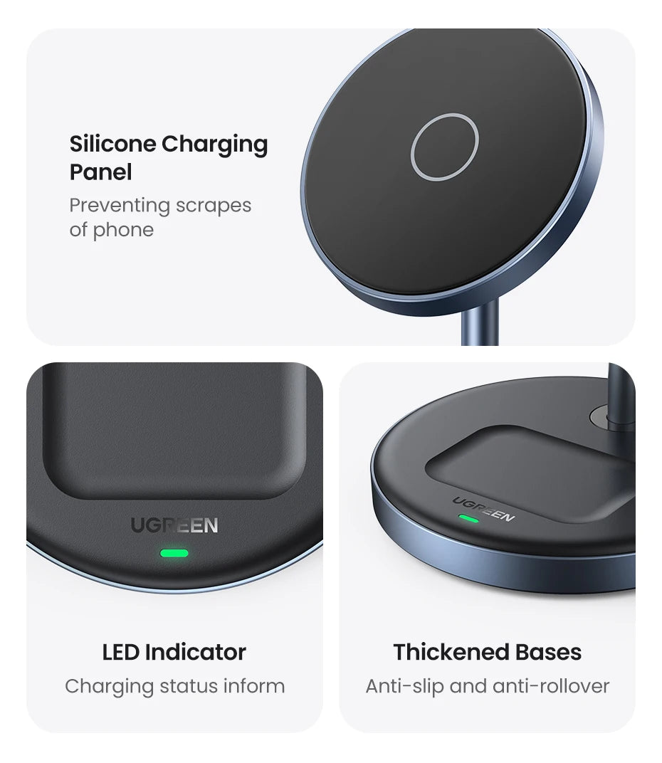 IL Special UGREEN Magnetic Wireless Charger 20W Max 2-in-1 Charging Stand For iPhone 14 Pro Max/iPhone 13/AirPods Fast Charger