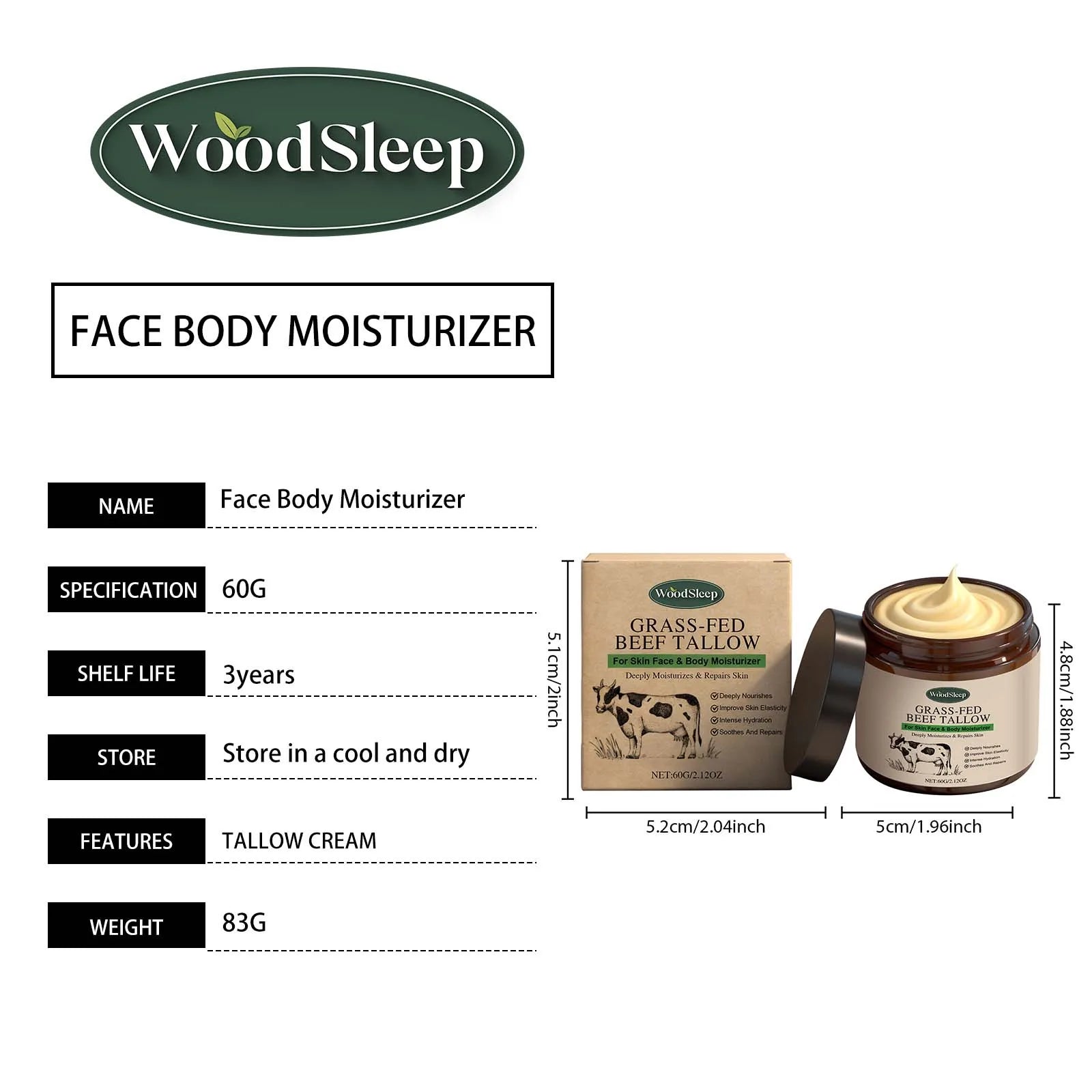 Face Body Massage Tallow Balm Natural Whipped Hydrating Lotion Brightening Skin Oil Control Shrink Pores Firming Lifting Cream