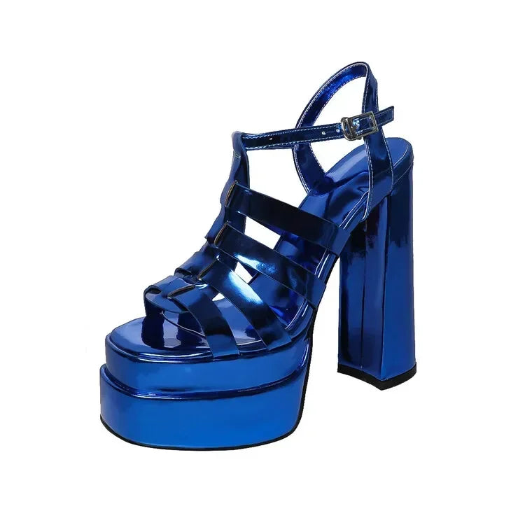 2024 Ladies High Heels Double Waterproof Platform Sandals for Women Luxury Brand Designer Summer Party Chunky Pumps and Shoes