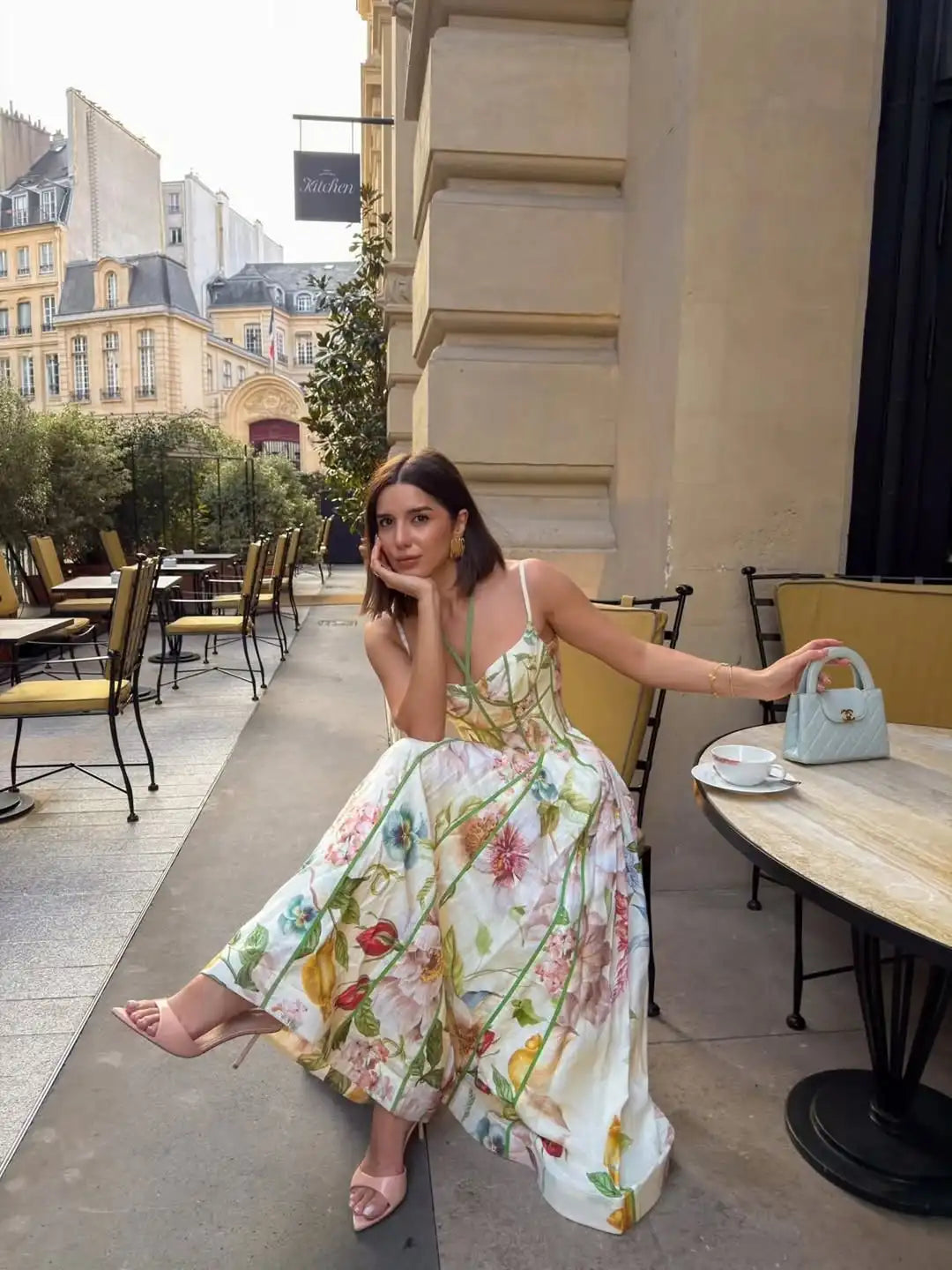 Women's Printed Sleeveless Halter Dress Waist-Closed A-Line Lady Elegant Dresses 2026 Spring Summer Fashion Female Vacation Robe