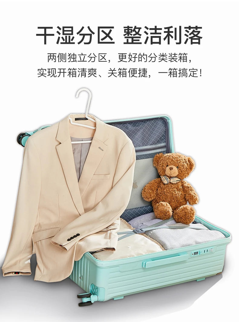 Large Capacity 20-26 Inch Rolling Luggage with Cup Holder Travel Bag Convenien Mobile Phone Stand Simple Travel Rolling Suitcase