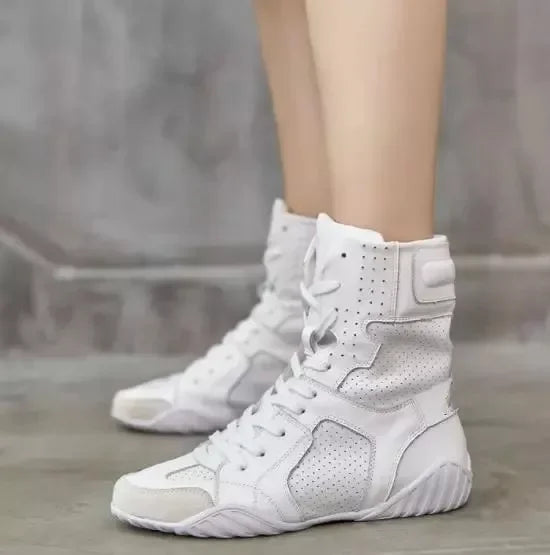 Women Genuine Leather White High Top Sneakers Spring Summer Women Casual Shoes Fashion Breathable Solid Color Flat with Shoes