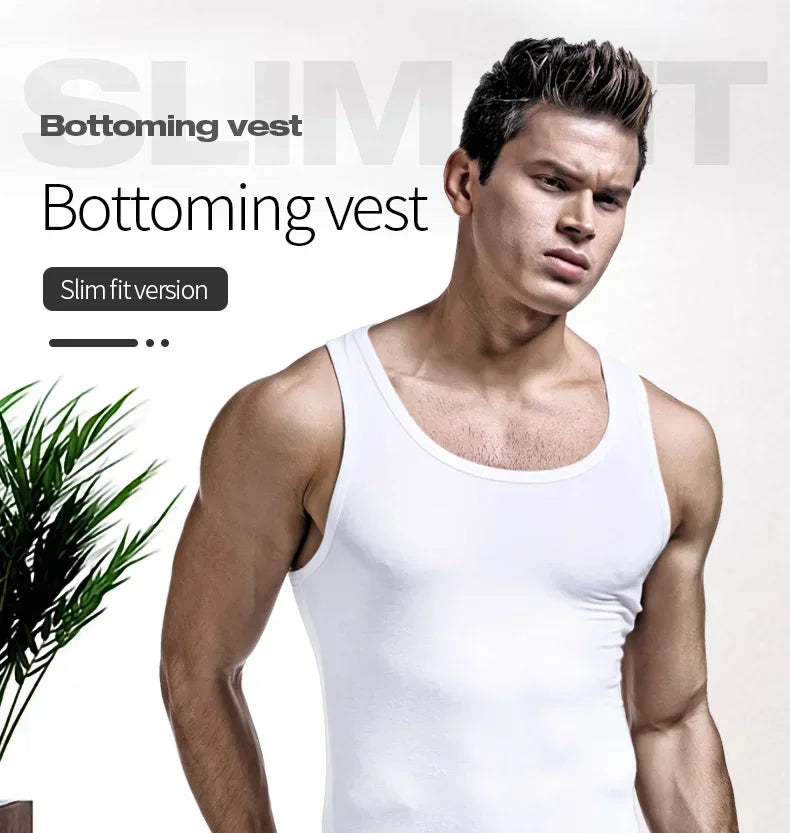 5PCS Men's summer trendy slim-fit hurdling style, modal, wearing a white undershirt underneath, men's tight-fitting
