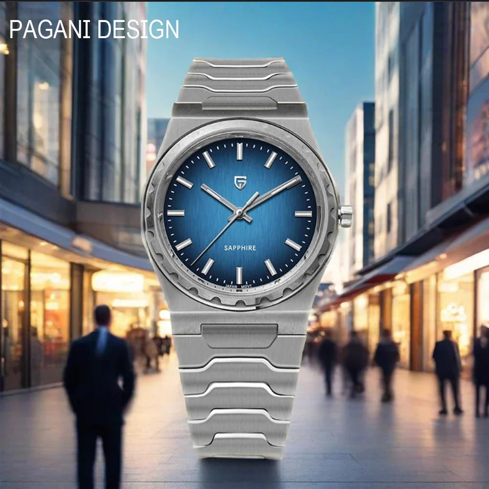 2025 V2 PAGANI DESIGN 222 men's Quartz Watch VJ21 37MM Sapphire Stainless steel Waterproof luminous Watches for men PDYS020