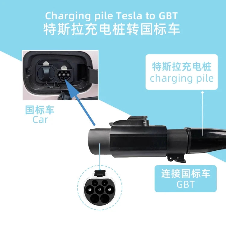 For Tesla charging station Tesl a to GBT Electric Car 250V EV Charger 32A 7KW NACS To GBT With Anti-theft lock Adapter BYD