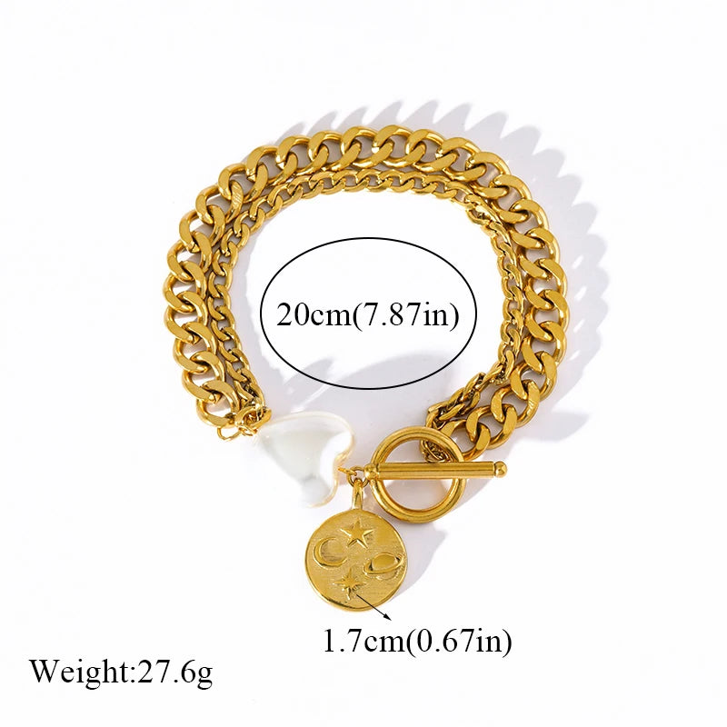 EILIECK 316L Stainless Steel Gold Color Bangles Bracelet For Women New Trendy Wrist Chain Waterproof Jewelry Gift Party Bijoux