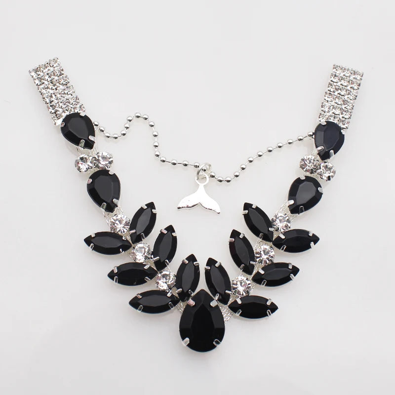 1pcs Silver Sparkling Crystal Link Buckle Handmade Metal Swimsuit Bikini Herringbone Drag Chain Decoration