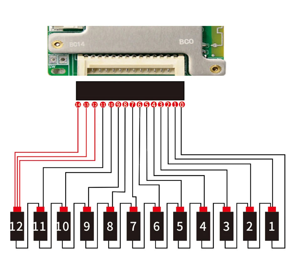 JiaBaiDa Automized Identify 7s-14s 7S 8S 9S 10S 11S 12S 13S 14S 20A 30A 40A 50A LFP NMC Smart BMS 24V 36V 48V