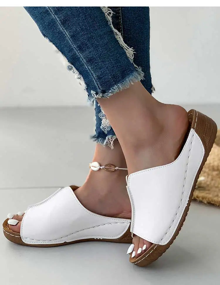 Women's Sandals 2025 Summer Shoes Women Soft Heels Sandals Low Platform Slippers Summer Sandalias Mujer Indoor Outdoor Footwear