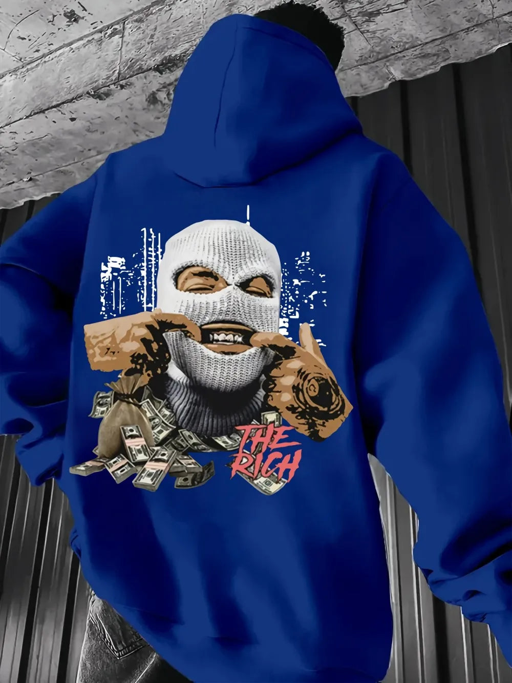 Trendy hip-hop men's autumn personalized character print soft and comfortable hooded sweatshirt outdoor street style top