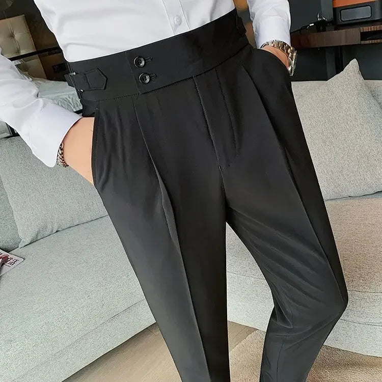 Wide Leg Male Suit Trousers Plus Big Size Gray Men's Summer Pants Formal Clothes Offer Luxury Thin Casual Work Wear Fabric 2025