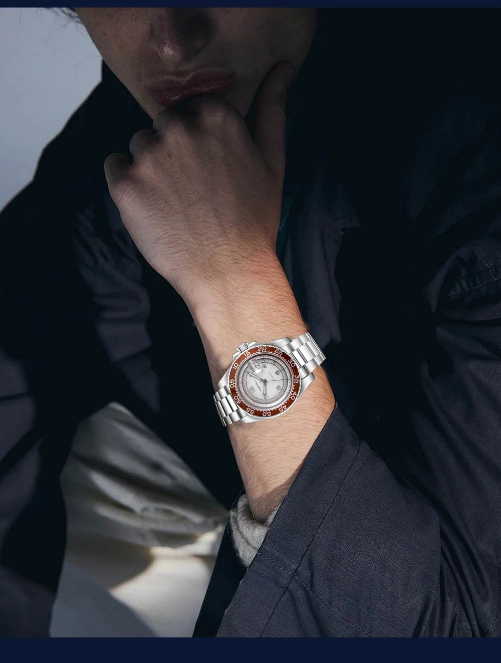 TOPHILL 41mm New Men's Watch Calendar Display Automatic Mechanical Watches Miyota 2813 Movement Sapphire Luminous Wristwatch