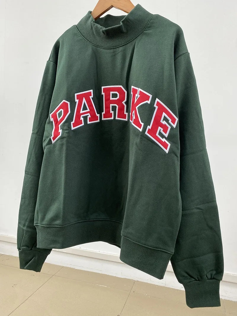 autumn winter Women's Pullover Hooded Sweatshirt with Letter Print and Zipper Closure