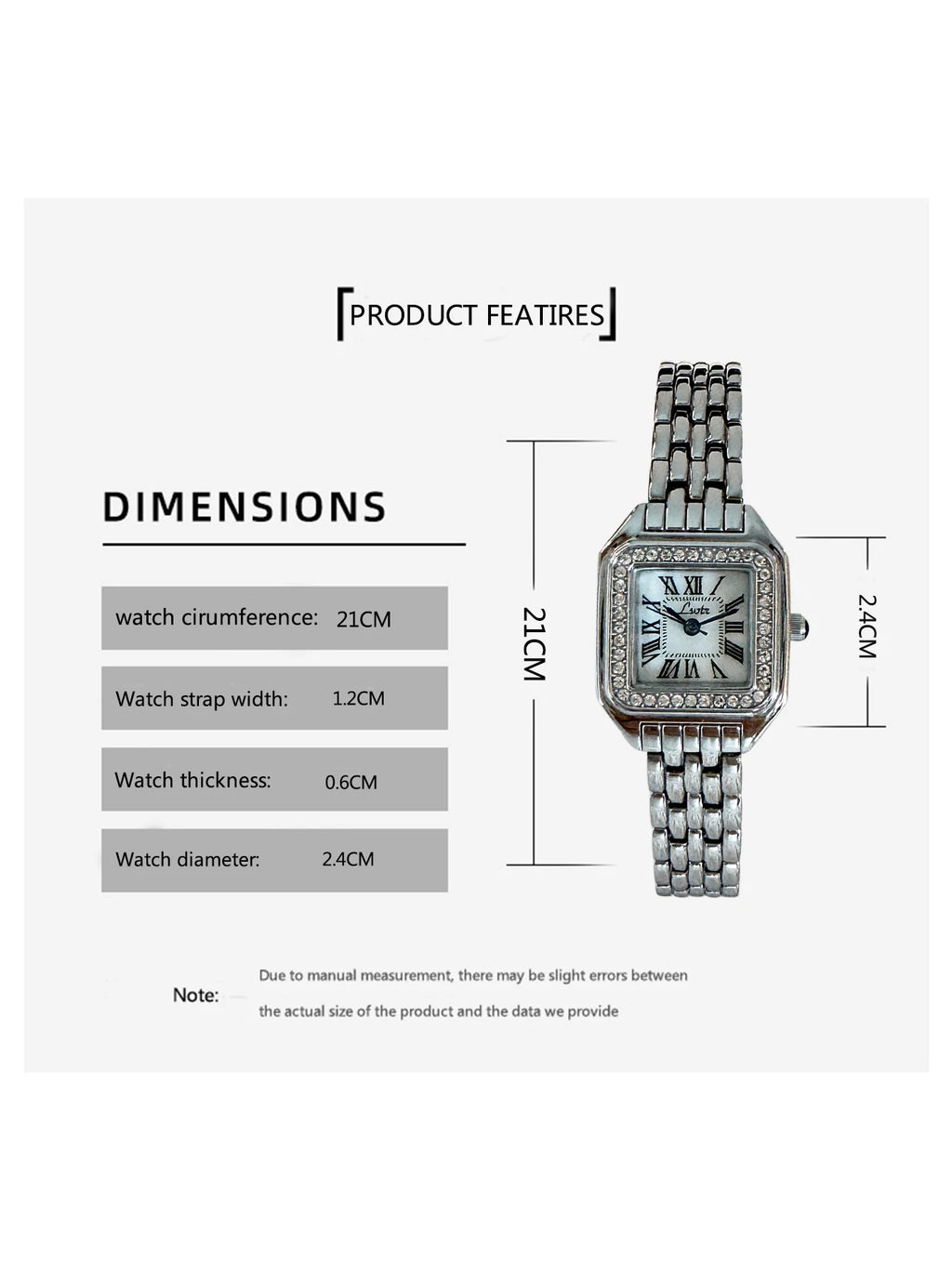 1pc New Arrivals Square Dial Ladies Waterproof Watch, Elegant Simple Style With Roman Numerals And Decoration, Suitable For Dail