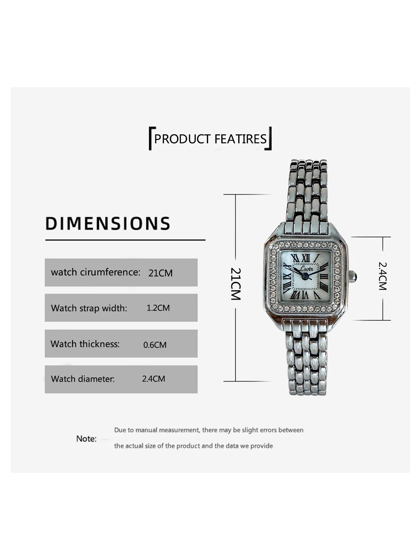1pc New Arrivals Square Dial Ladies Waterproof Watch, Elegant Simple Style With Roman Numerals And Decoration, Suitable For Dail