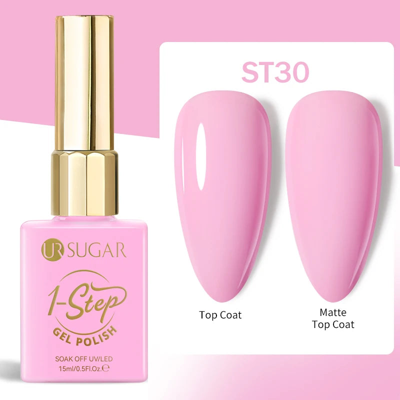 UR SUGAR 1-step Gel Polish 12ML Glitter Nail Spring Summer White Nude Pink Gel Nail Polish 3 IN 1 No Need Base Gel and Top Coat