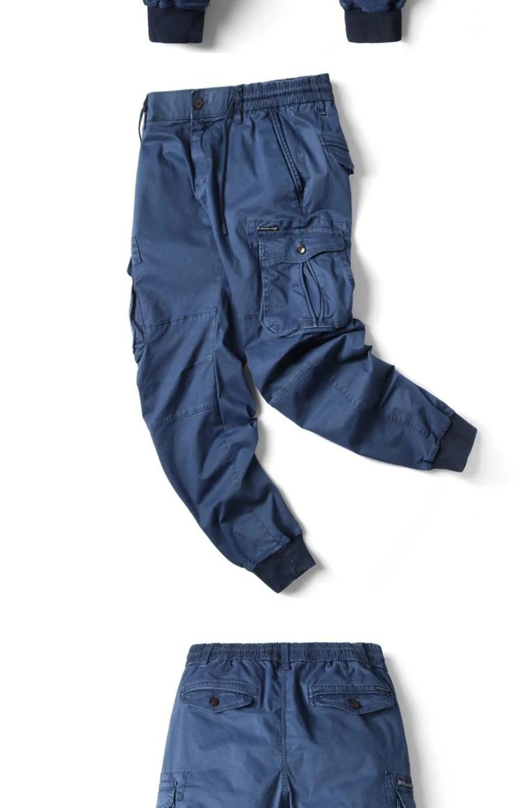 Spring Summer Men's Casual Fashion Work Pants Cuffed Multiple Pockets Slim Fit Youth Leisure Trousers Trendy Brand