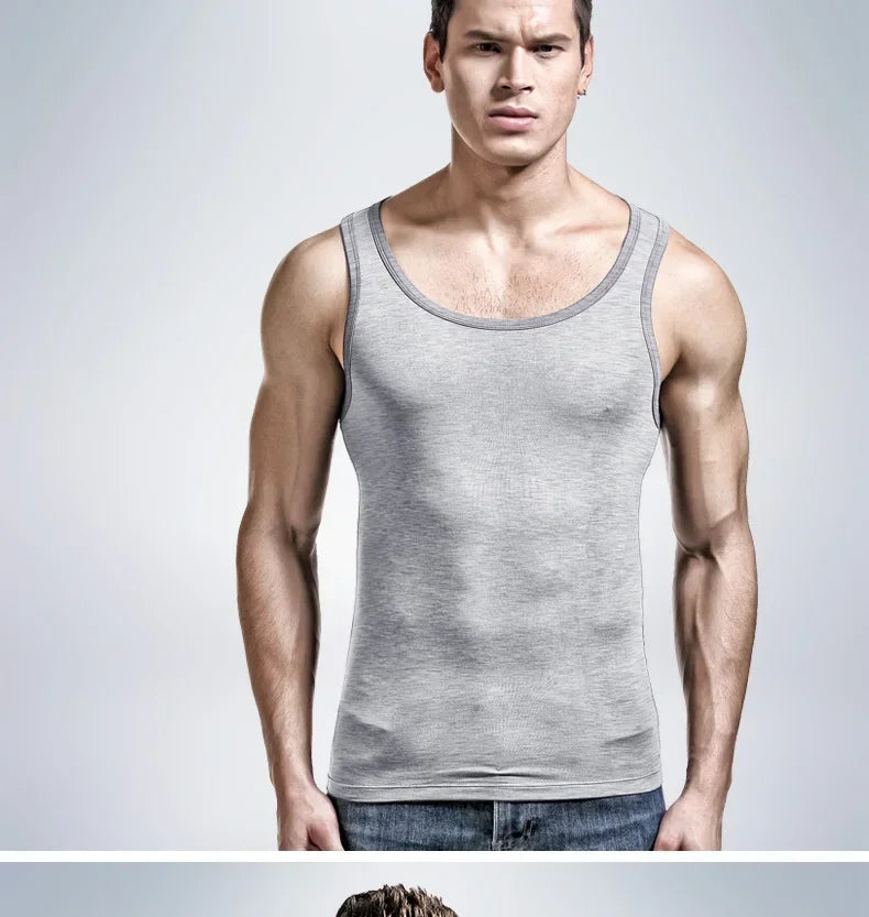 5PCS Men's summer trendy slim-fit hurdling style, modal, wearing a white undershirt underneath, men's tight-fitting