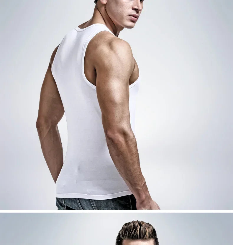 5PCS Men's summer trendy slim-fit hurdling style, modal, wearing a white undershirt underneath, men's tight-fitting
