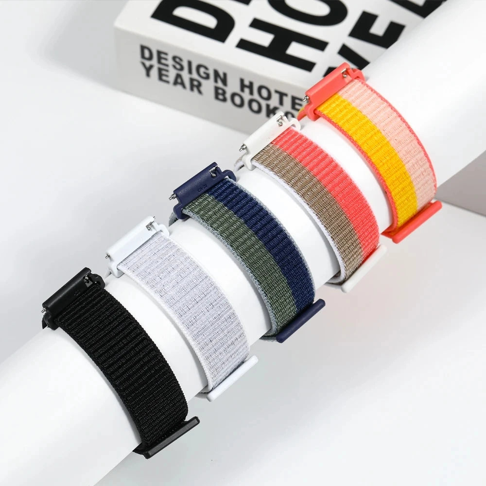20mm 22mm Nylon Loop Strap For Samsung Galaxy Watch 4 5 6 7 40MM 44MM/Active2 Gear S3 Watchband For Huawei Watch GT/2e/GT2/3/GT4