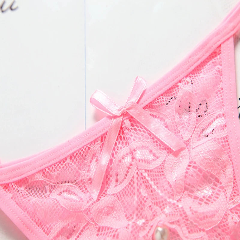 Women's panties Women's Sexy Lace Pearl G-string Panties Thongs Lingerie Open-Crotch Briefs Underwear New Arrivals Female Women'