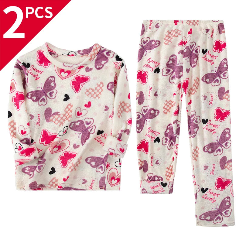 2-Piece Sisters Long-sleeved Trousers Suit girl Sweet And Lovely Home Clothes Teenagers Casual Round Neck Shirt Elastic Waist Pa