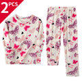 2-Piece Sisters Long-sleeved Trousers Suit girl Sweet And Lovely Home Clothes Teenagers Casual Round Neck Shirt Elastic Waist Pa