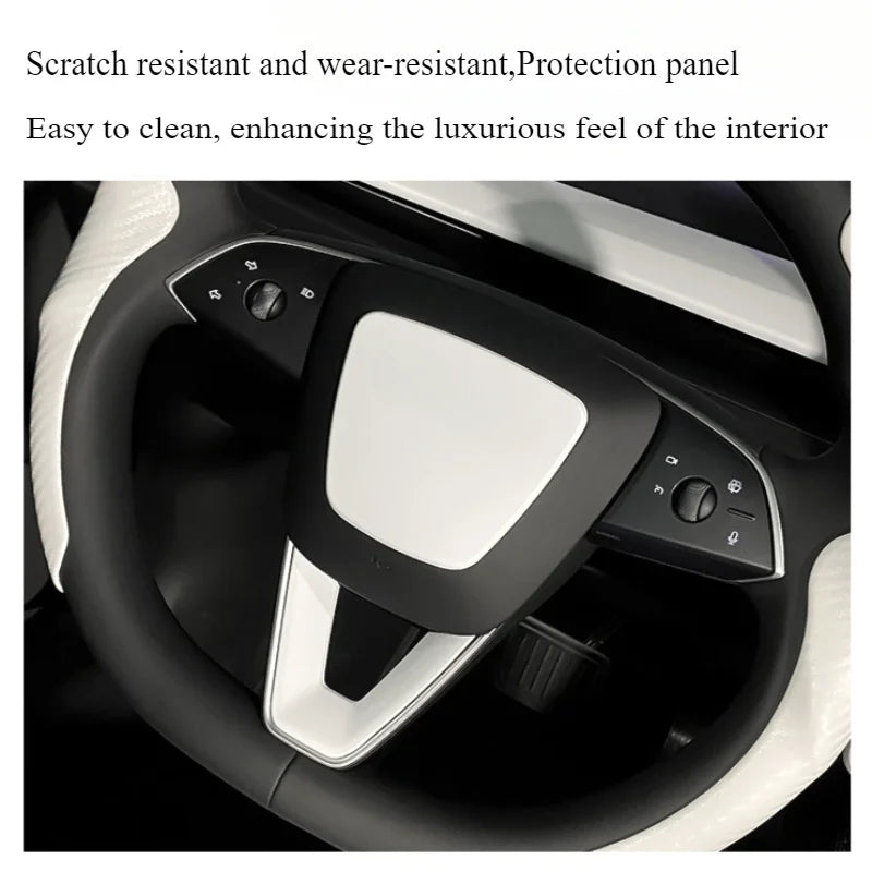 For Tesla Model 3 Highland 2024 Car Accessories Steering Wheel Patch Decorative Protective Cover Sticker Steering Wheel Sticker