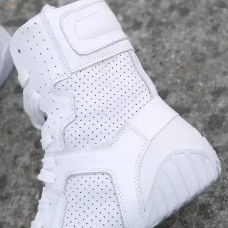 Women Genuine Leather White High Top Sneakers Spring Summer Women Casual Shoes Fashion Breathable Solid Color Flat with Shoes