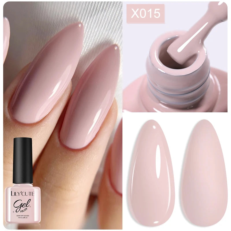 LILYCUTE 7ML Black White Color Gel Nail Polish Summer Colorful Gel Nail Art Semi Permanent UV Gel Soak Off UV LED Gel Varnishes