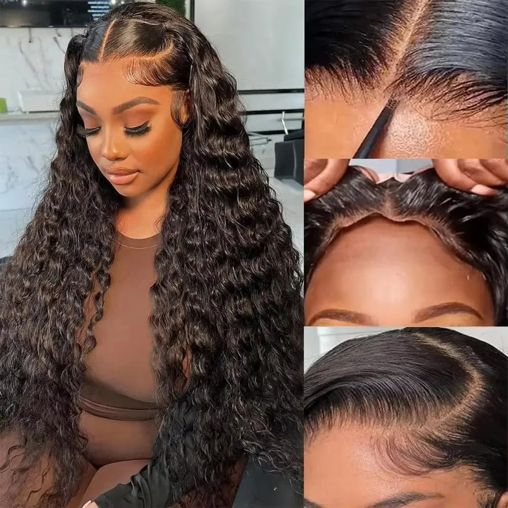 Kinky Curly Human Hair Wigs Deep Wave 13x6 HD Lace Frontal Wig Black Brazilian 13x4 HD Lace Front Remy Human Hair Wigs For Women